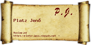 Platz Jenő névjegykártya